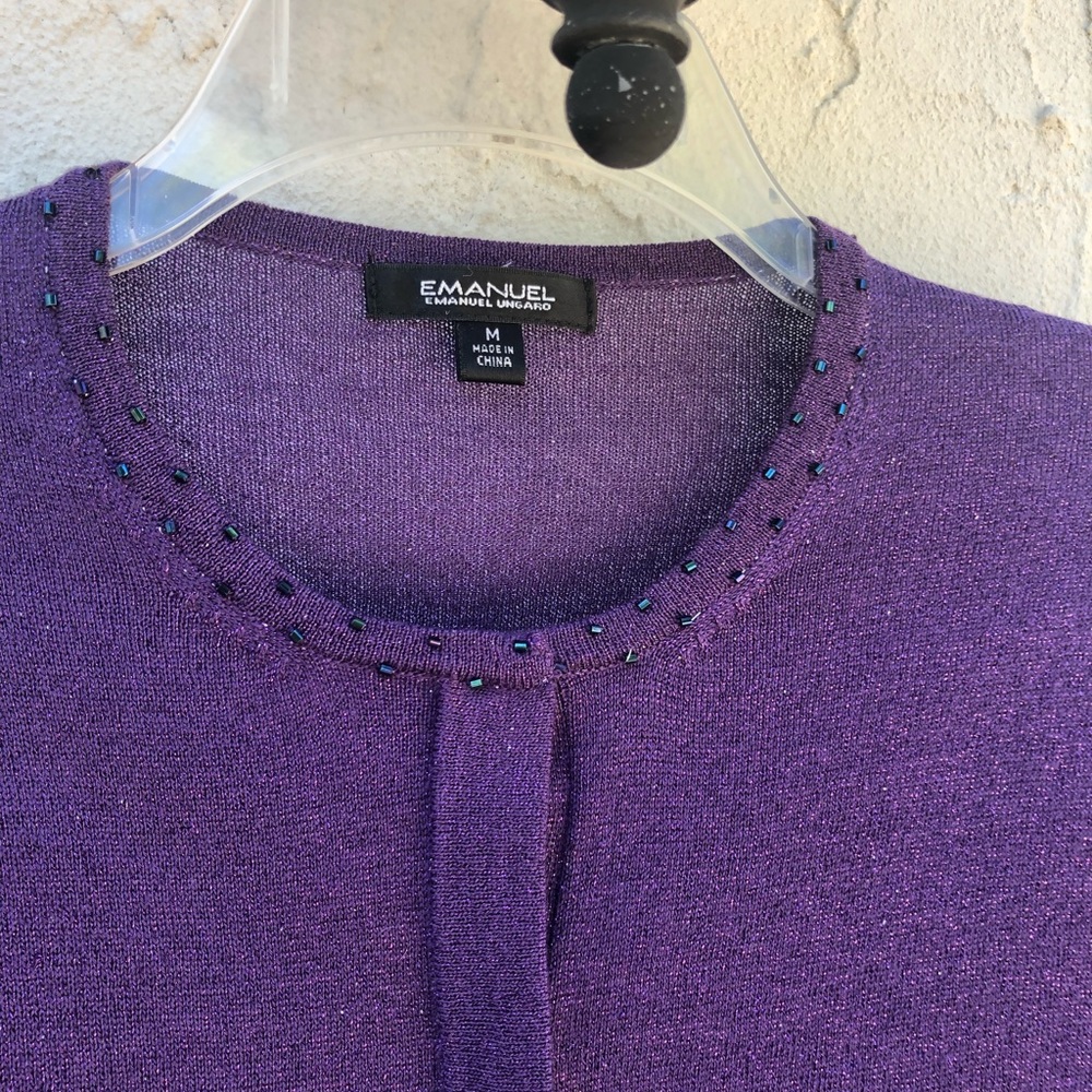 Shimmery purple sweater with matching camisole
